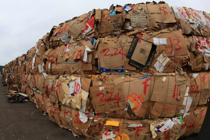 A mountain of waste cardboard