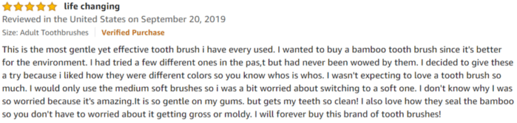Fcysy Natural Bamboo Toothbrush Amazon review
